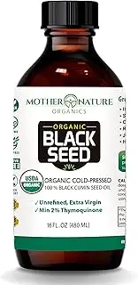 Mother Nature Organics Black Cumin Seed Oil 16 oz, Glass Bottle - Extra Virgin, Cold Pressed, Undiluted - Source of Omega 3 6 9 - Nigella Sativa - for Immune Support, Joints, Digestion, Hair & Skin