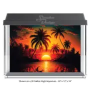 Orange Tropical Sunset Polyester Fish Tank Glass Backdrop Aquarium Background