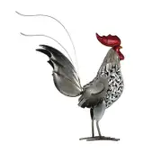 Catzon Metal Sculpture Iron Rooster Home Decor Art Craft Gift-Silver