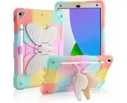 For Apple iPad 6th Gen Butterfly Shockproof Survivor Case Cover - Pink Rainbow