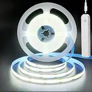 Clearhill 5V COB LED Strip Lights with PIR Movement Sensor,Time-Delay and Brightness Adjustable,Two Power Supply Options: Batteries(Not Included) or USB,9.84FT/3M,Cool White 6500K,320LEDs/M