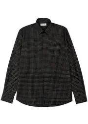 Saint Mxxxxxx Checked Metallic-weave Shirt - Black - 15.5 15.5