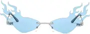 PLAFOPE Funny Flame Glasses Photo Prop Fashion Decorative Party Sunglasses for Women Men Blue Lens