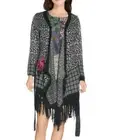 Desigual Women's Pullover Animal Print Wool Cape Cheetah Rx0 SIZE S