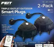 Feit Electric Triple Outlet Outdoor Smart Plugs, 2-Pack, WiFi, Controls Devic...