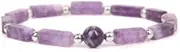 [YangQian] Amethyst Crystals Bracelet for Women Healing Gemstone Stone Bracelet Natural Purple Amethyst Elastic Bracelets for Women Men Energy Bracelet Christmas Birthday Gifts