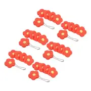 Key Caps Covers, 30 Pack Flower Keys Ring Coding Tags Identifiers, Orange