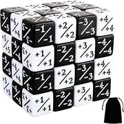 48 Pieces MTG Dice Counters Token Magic The Gathering Dice Set Creature Stats Buff Cube D6 Dice for CCG Card Card Games Accessory(Black, White)