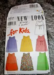 NEW LOOK 6854 SEWING PATTERN SZ 3 - 8 - GIRLS DRESS IN 6 STYLES - UNCUT