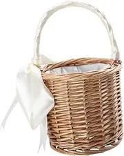 Abaodam Woven Flower Basket Wine Storage Holder with Lining Stylish Natural Weaving Container for Home Organization and Decor for Fruits and Snacks
