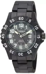 Akribos XXIV AK794WT Professional Diver Date Quartz White Accent Black Men Watch