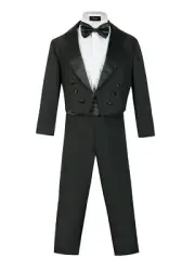 Boys Slim Fit Tuxedo 5pc set coat,Cummerbund,striated pant,Tuxedo shirt,bowtie