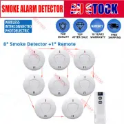 9 Pack Wireless Interconnected Photoelectric Smoke Alarm 10 Year Battery+ Remote