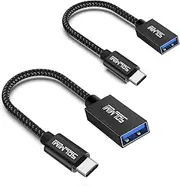 USB C to USB Adapter 1 FT (2 Pack), USB C Male to USB 3.0 Female OTG Adapter 5 GBPS Data Transfer for MacBook Pro, Air, Galaxy S23 S24, Dell XPS, Huawei, Google Pixels iPhone 16 15
