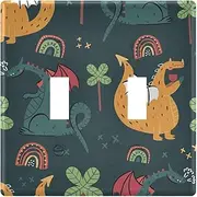 AIXIWAWA Switch Plate Funny Dragons Print, 1 Pack Home Decor Wall Plates 3-gang with Screw Size 6.37x4.48x0.27 in
