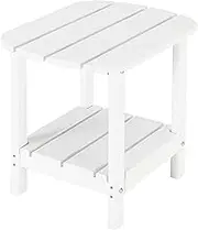LZRS Double Adirondack Side Table, Outdoor Side Tables, End Tables for Patio, Backyard,Pool, Indoor Companion, Easy Maintenance & Weather Resistant(White), ADT-R-2 Layer-WT
