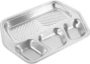 Mikinona Barbecue Plate Seasoning Plate Household Divided Plate Divided Appetizer Plates Divided Dipping Plate Picky Eaters Plate Divided Plates Diet Plate Silver Stainless Steel