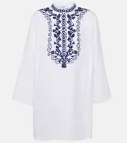 [Loro Piana] Loro Piana Sophia embroidered linen kaftan AU 8 white
