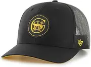 47 Golden State Warriors City Edition Trucker Snapback Cap, Adjustable Hat, Black, One Size