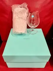 Pair TIFFANY & CO Tulip Stemware Crystal Glasses Water Wine Blue Box