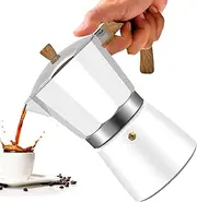 Vaolvpant 9 Cup Aluminum Moka Pot White Classic Stovetop Espresso Coffee Maker 450ml 15oz Coffeemaker Percolator Mocha Express Classic Cafe Maker for Italian and Cuban Café Brewing