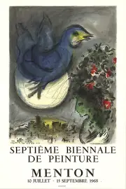 MARC CHAGALL The Bluebird (L'Oiseau Bleu) 30" x 20" Lithograph 1968 Modernism Gr