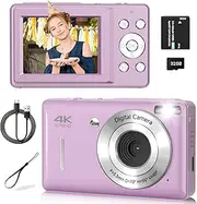 [Gtonster] Digital Camera, FHD 1080P & 44MP, Purple, Compact Point & Shoot, 16X Zoom, Face Detect, Smile Capture, Anti Shake, Perfect for Teens & Kids