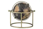 Amalfi Around The World Globe Set 28cm Black And Gold Vintage Style Home Decor