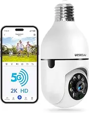 WESECUU - 5G & 2.4GHz WiFi 2K Security Spotlight Outdoor Wireless Security Cameras, Motion Detection & Alarm, Two-Way Talk, Color Night Vision,