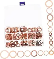 POPETPOP 280Pcs Copper Washer Assortment Kit Oil Drain Plug Gasket with Various for Automotive Commercial Use Durable High Temperature Resistant Crush Washers