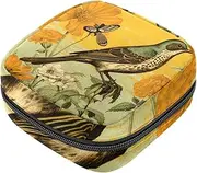 Period Bag,Sanitary Napkin Storage Bag,Flower Butterfly Bird Floral,Tampon Bag for Purse