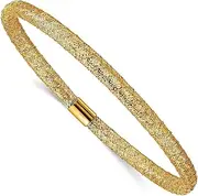 [JewelryWeb] 4mm 10k Solid Yellow Gold Stretch Mesh Bracelet-Stretch-Bracelet for Women