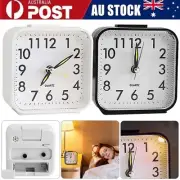 Battery Operated Quartz Alarm Clock With Night Light No Tick Bedside Clocks