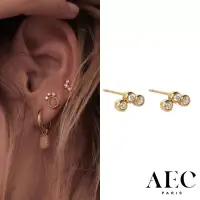 在飛比找博客來優惠-AEC PARIS 巴黎品牌 幸運草三白鑽耳環 簡約金色耳環