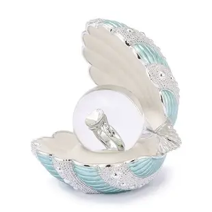 星鑽貝殼戒(Tiffany藍) 水晶球擺飾 戒指情人節結婚婚禮禮物