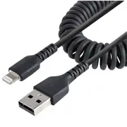 StarTech.com RUSB2ALT1MBC USB 2.0 - 480Mbps USB-A to Lightning Cable - 1m - Black MFi Certified - Coiled - iPhone Charger Cable - Durable TPE jacket - Aramid Fiber - Heavy Duty [RUSB2ALT1MBC]