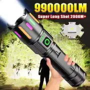 Super Bright 9990000 LM LED Flashlight Torch Work Light Lantern USB Rechargeable