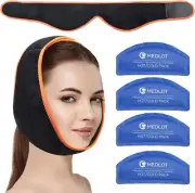 Face Ice Pack Wrap for TMJ, Wisdom Teeth, with 4 Reusable Hot Cold Therapy Gel