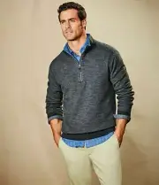 Men's Sz Small Tommy Bahama New Flipsider Reversible Full Zip pullover Pewter