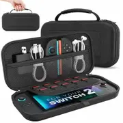 Carrying Case for Switch 2 2025,Protective Hard Shell Portable Travel Carry Case Pouch Holds 10 Cartridges w/Pockets for Switch 2 Accessories and Games
