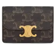 Celine Card Holder with Flap in Triomphe Canvas Tan 10I582CPJ-04LU