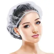 100pcs Disposable Shower Caps 100pcs Bath Cap Large Waterproof Thick Elastic Plastic Clear Shower Cap