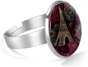 [FVQL] Adjustable Ring for Girls, Vintage Floral Flowers Paris Pattern