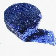 SparkleFlex Blue: 2m Elastic Sequin Glitter Ribbon for Sewing & Crafts