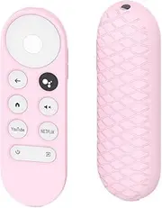 Poemtian Silicone Case Cover Shell for Google Chromecast TV 2020 Voice Remote Control, All-New Pink Dark Red White Smart Lightweight Anti Slip Universal Protective Housing Controller (Pink)