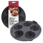 Daily Bake Collapsible 22cm Silicone 5-Cup Muffin Pan Round Baking Mould Grey