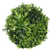 Slimline Flowering White Artificial Green Wall Disc UV Resistant 50cm (Black Frame)