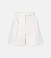 [Max Mara] Max Mara Zic high-rise wool-blend canvas shorts UK 16 white