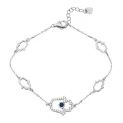NWT Sterling Silver 925 Rhodium Plated Multiple Hamsa CZ Bracelet