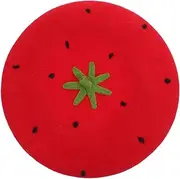 [WRITWAA] Unique Strawberry Plush Beret Hat Stylish Women's Accessory for Cosplay